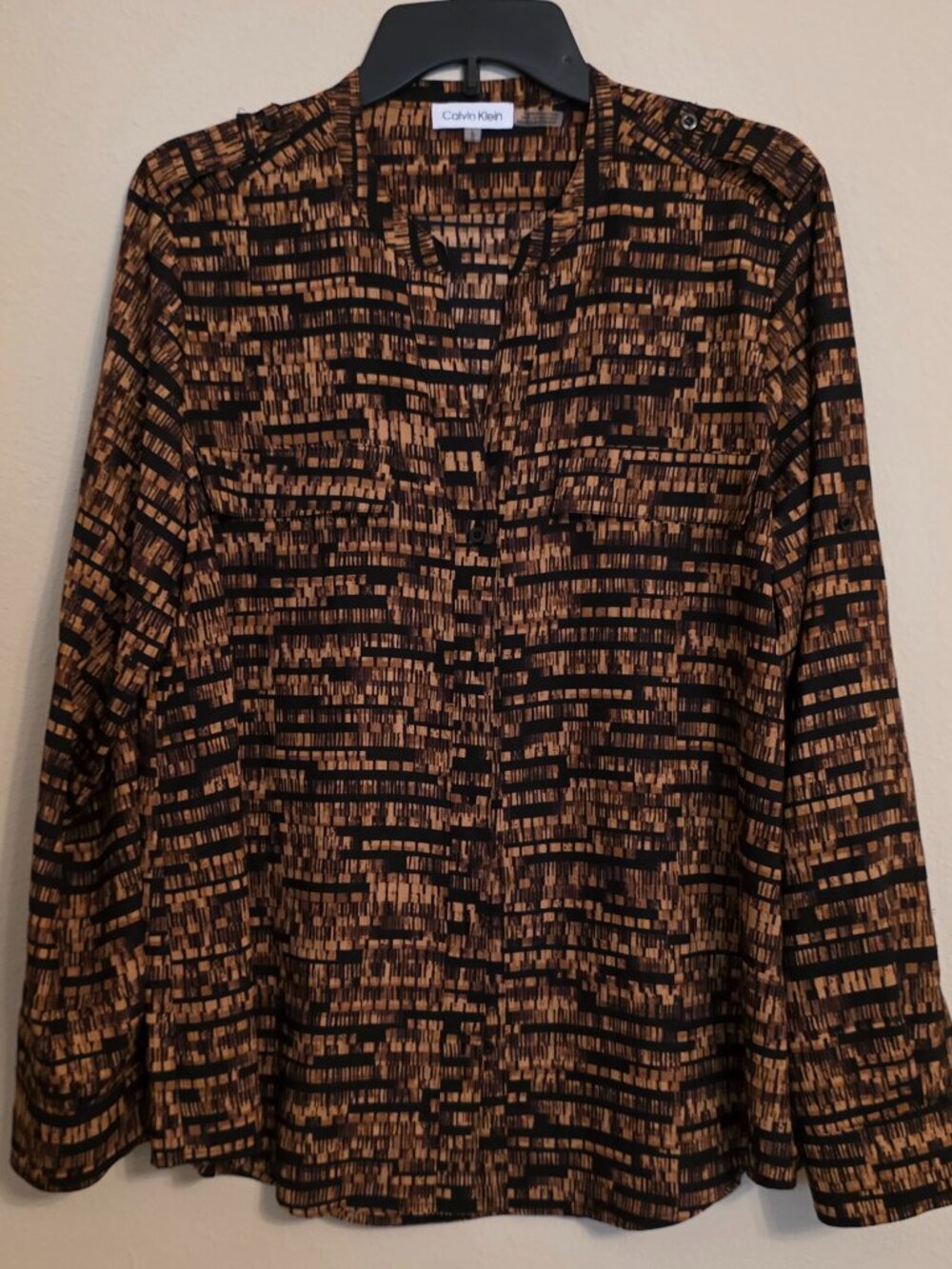 Calvin Klein Silky Button Front Blouse Size L